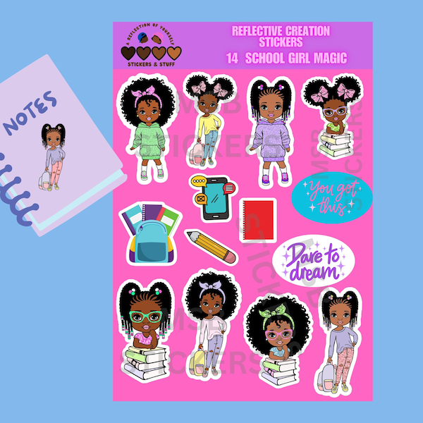 Melanin Girl stickers Black girl magic  stickers African American stickers planner stickers African Little girl decals hoodie stickers