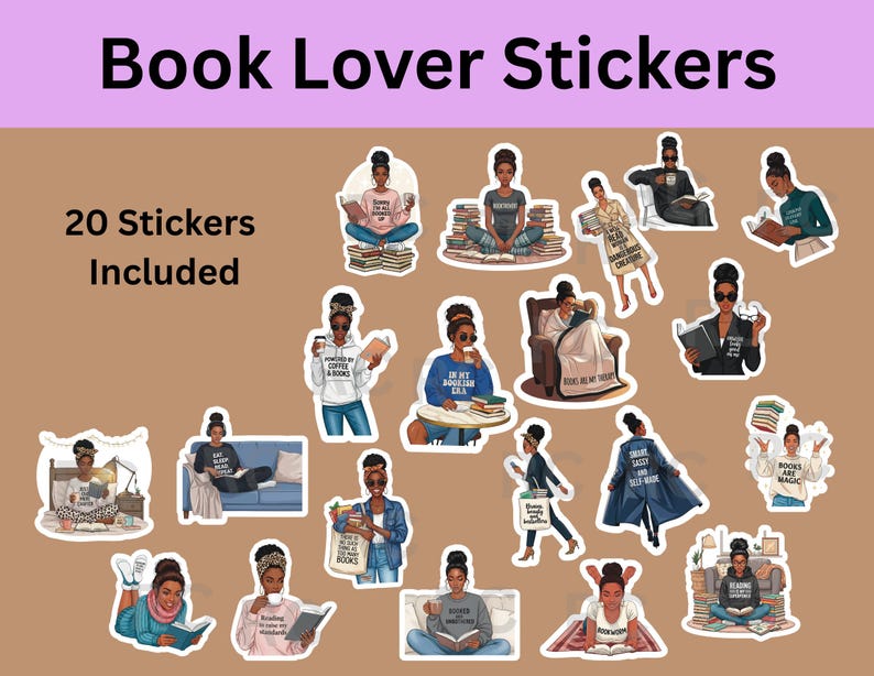 Stickers amoureux des livres pour femmes, autocollants fille noire, autocollants agenda image 4