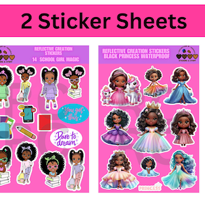 Stickers fille mélanine Stickers magie fille noire Stickers afro-américains Stickers agenda Stickers petite fille africaine Stickers sweat à capuche