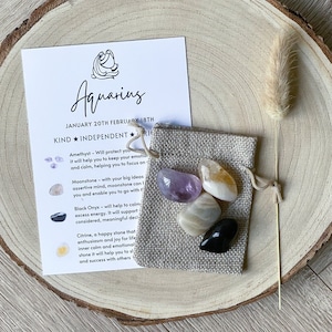 Aquarius Zodiac Crystal Gift Set Aquarius Gifts Aquarius Crystals February Birthday Astrology Crystals Healing crystals Aquarius Star sign