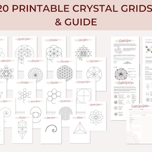 Crystal Grid PDF | 20 Printable Crystal Grids | Sacred Geometry | Reference Sheets | Crystal Grid Guide | Grimoire Pages | Book of Shadows |