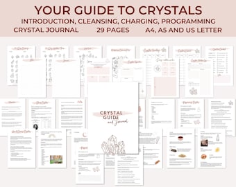 Crystal Guide Crystal Journal Gemstone Information Crystal Inventory Habit Trackers Grimoire Pages  Book of Shadows Witchy Journal BOS
