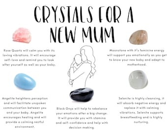 New Mum Crystal Set New Mum Gift Baby Shower Gift New Mummy  Present New Mum Healing Crystals Angelite Rose Quartz Moonstone Selenite Onyx