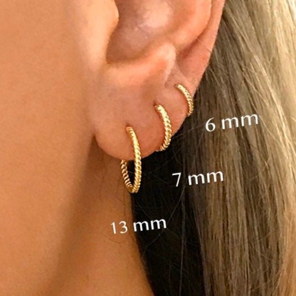 Twisted Hoop Earrings,S925 Silver Round Hoop Earrings,Small Circle  Earrings,Gold Hoop Earrings,Tiny Silver Hoops,6mm Silver Hoops,Gifts