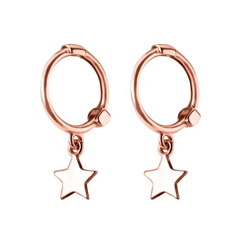 Tiny Star Hoop Earrings Tiny S925 Silver Star Hoop Earrings | Etsy