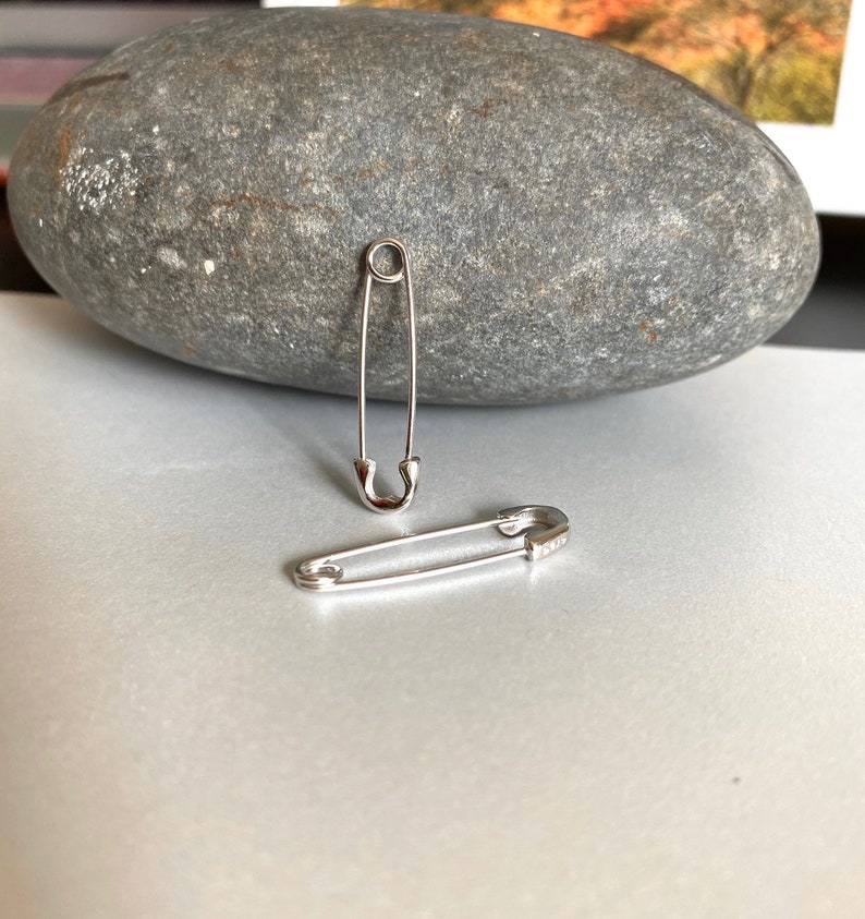 3CM 925 Sterling Silver Safety Pin Earrings Silver/black Pin Etsy