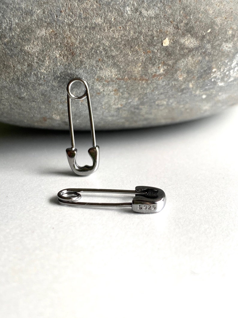 2.1CM 925 Sterling Silver Safety Pin Earrings Silver Pin Etsy