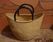 Summer Beach Basket Shopping Basket Bolga U-shopper basket Natural straw bolga basket