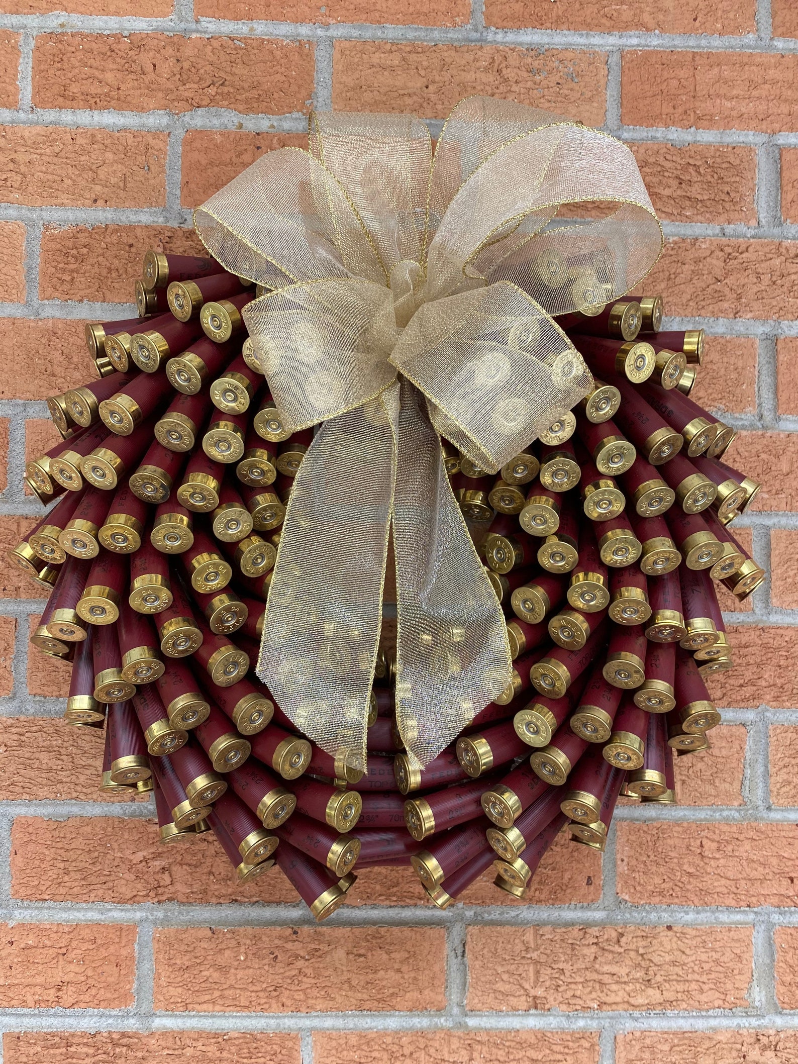 Maroon Shotgun Shell Wreath With Gold Bow Etsy UK