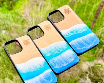Sparkling Resin Ocean iPhone Cases! Laser-engraving of your choice!