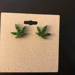 BOGO Buy one get one FREE!!!Glitter marijuana resin stud earrings, 4:20, marijuana, weed, weed earrings, pot earrings, marijuana leaf