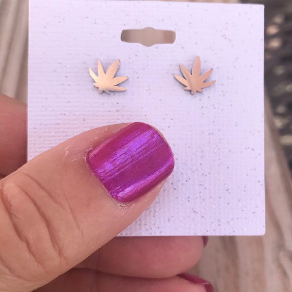 Stainless steel marijuana small stud earrings, 4:20, marijuana, weed, weed earrings, pot, pot earrings, marijuana leaf