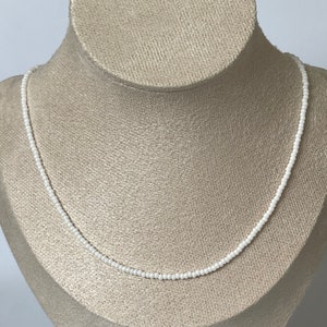 Bianca Beach Necklace, White Seed Bead Choker Necklace, Necklace, Dainty Seed Bead Necklace, Gift for Her, Waterproof, Beach Outfit