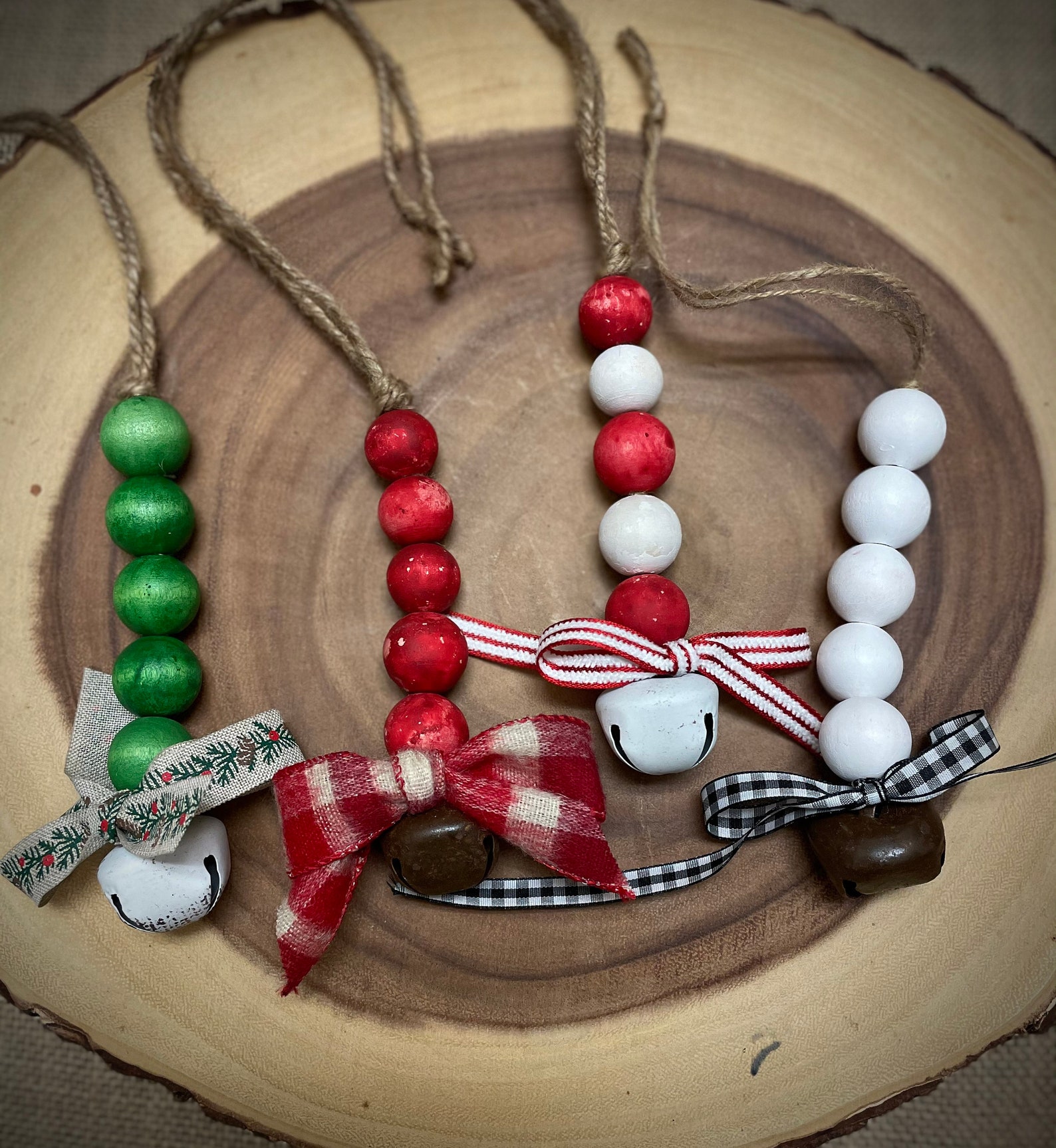 Wood Bead Christmas Ornaments Etsy
