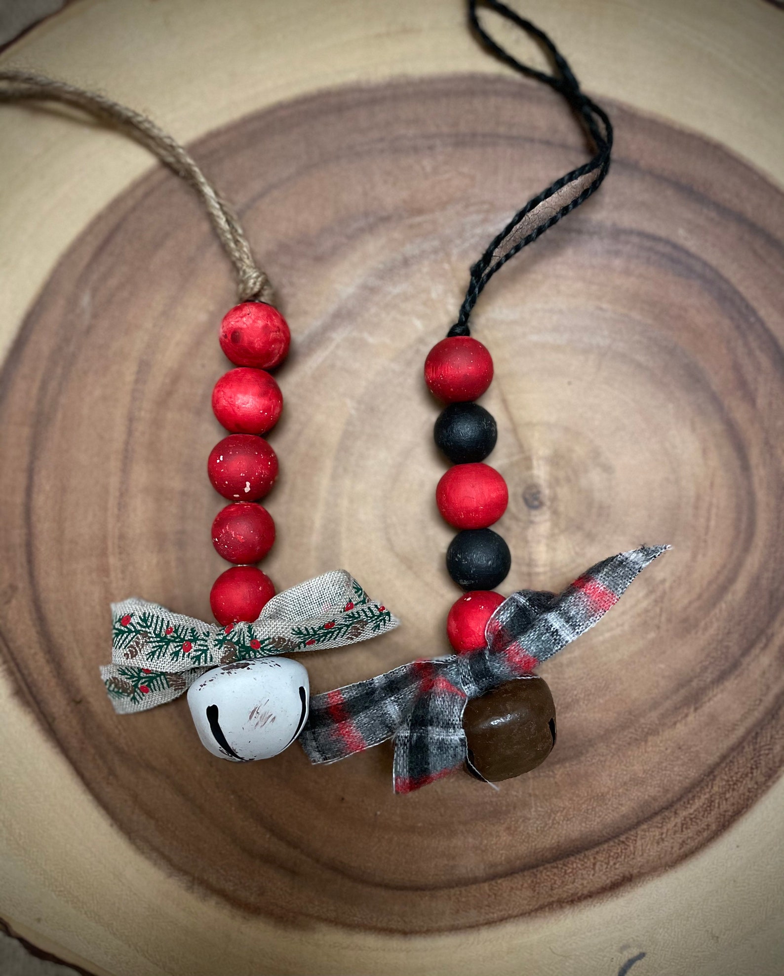 Wood Bead Christmas Ornaments Etsy