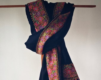 Handcrafted Shawl with Exquisite Needlework Border