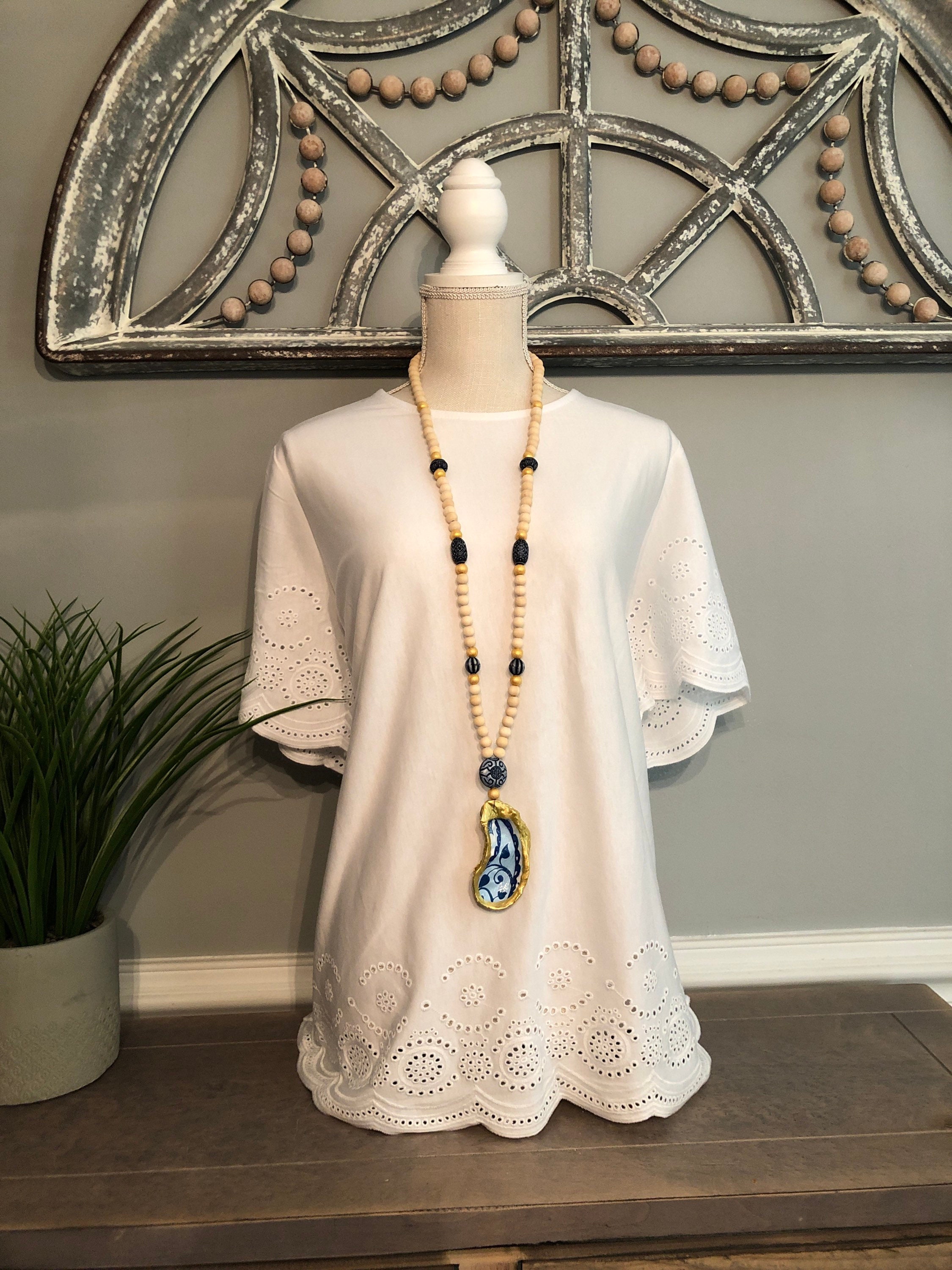 Oyster shell necklace\u2022beaded necklace\u2022Oyster necklace\u2022Jewelry\u2022Unique\u2022Necklace\u2022 Birthday Gift\u2022 birthday\u2022 gift for her\u2022 Beach