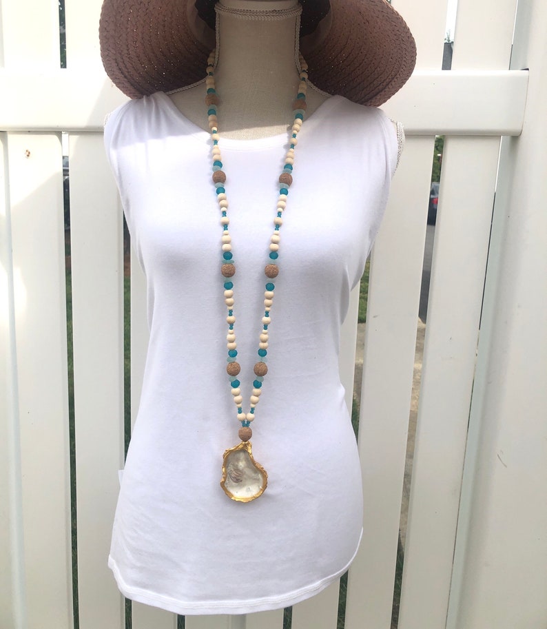Oyster shell necklace\u2022beaded necklace\u2022Oyster necklace\u2022Jewelry\u2022Unique\u2022Necklace\u2022 Birthday Gift\u2022 birthday\u2022 gift for her\u2022 Beach