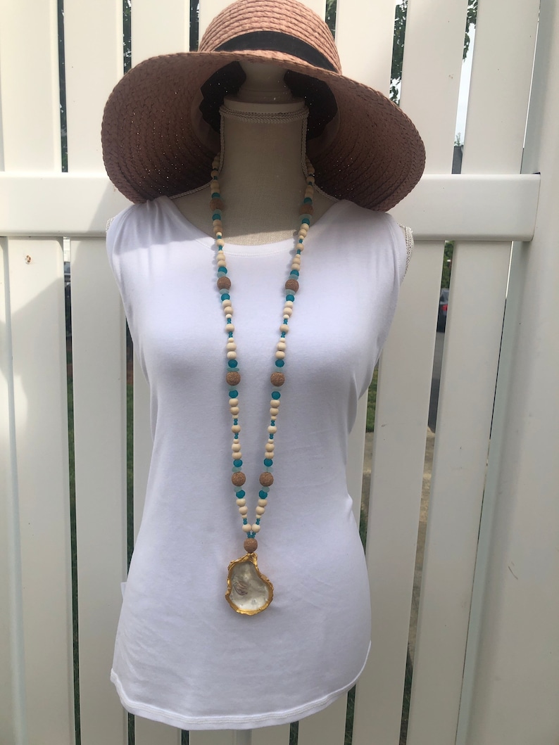 Oyster shell necklace\u2022beaded necklace\u2022Oyster necklace\u2022Jewelry\u2022Unique\u2022Necklace\u2022 Birthday Gift\u2022 birthday\u2022 gift for her\u2022 Beach