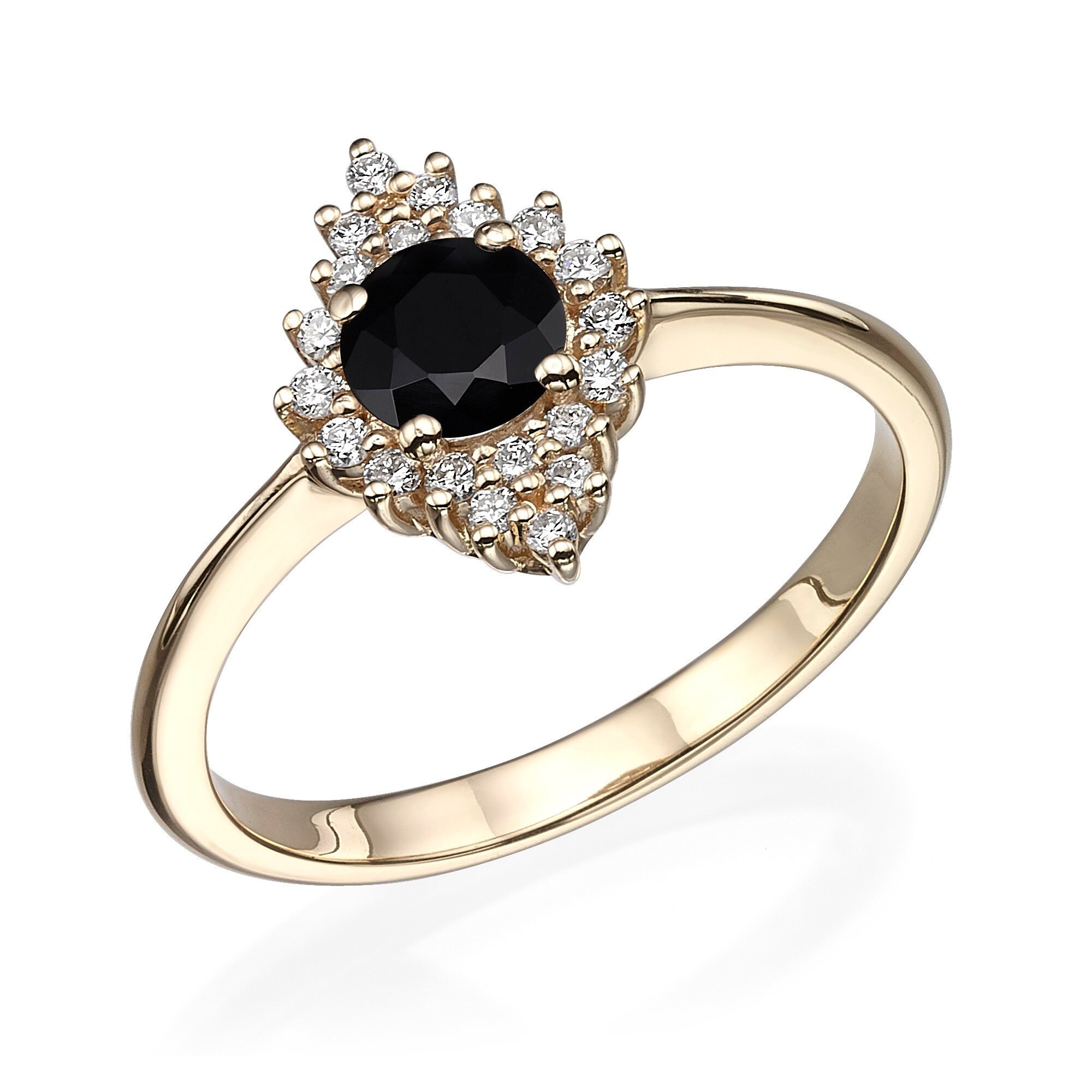 Black Diamond Engagement Rings 14k Gold Unique Black | Etsy