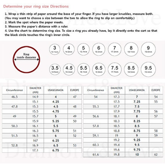 Find your ring size with our international ring size chart