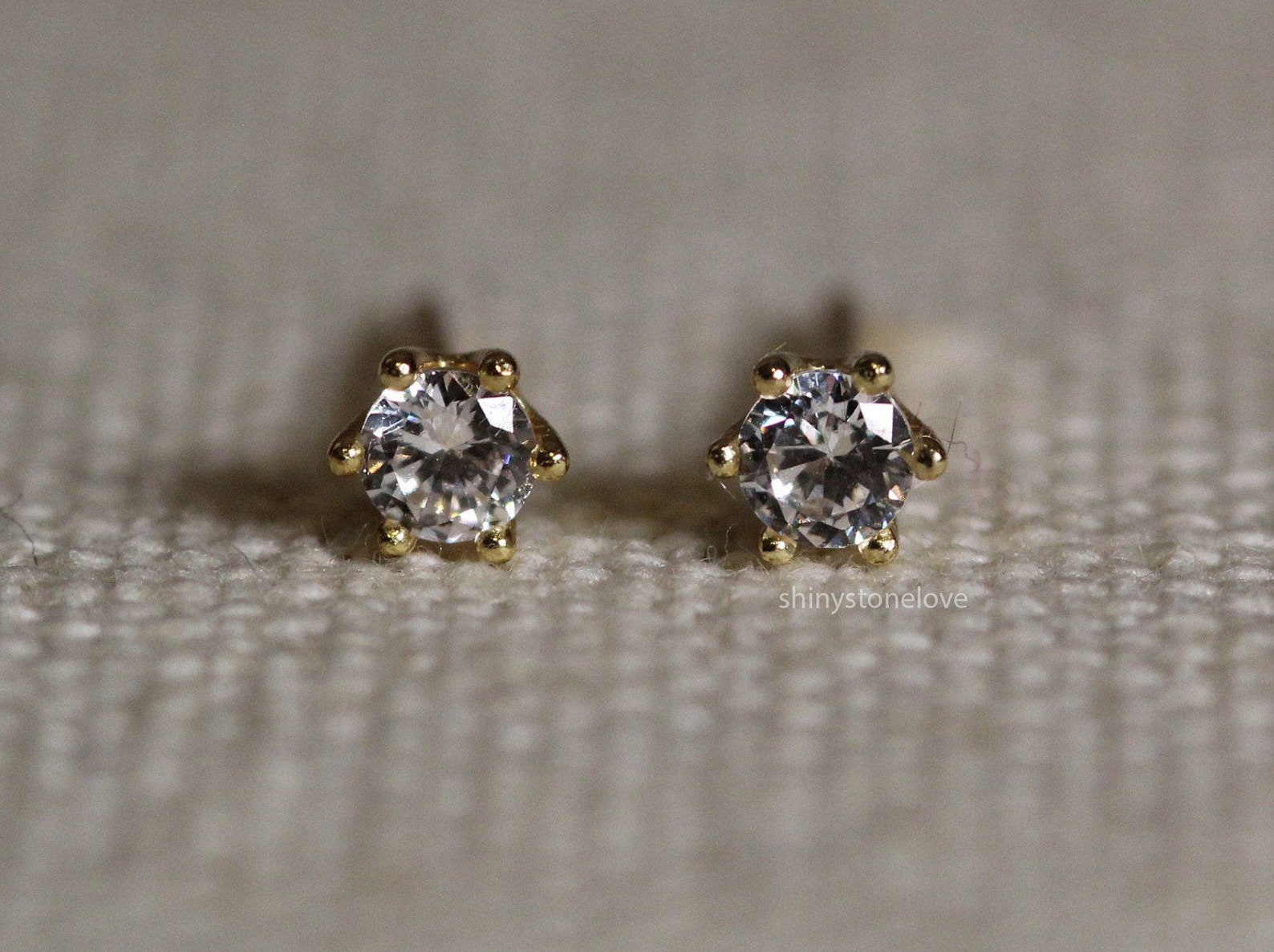 6 prong Diamond Earrings Real Diamond Earrings 14k Solid Etsy