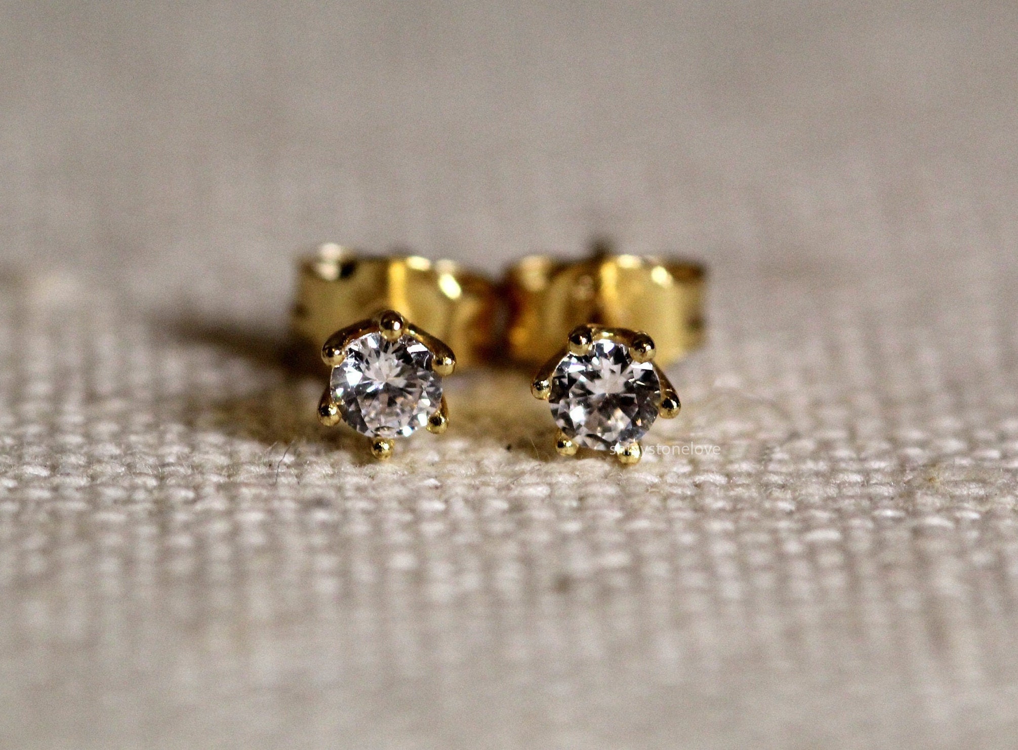 6 prong Diamond Earrings Real Diamond Earrings 14k Solid Etsy