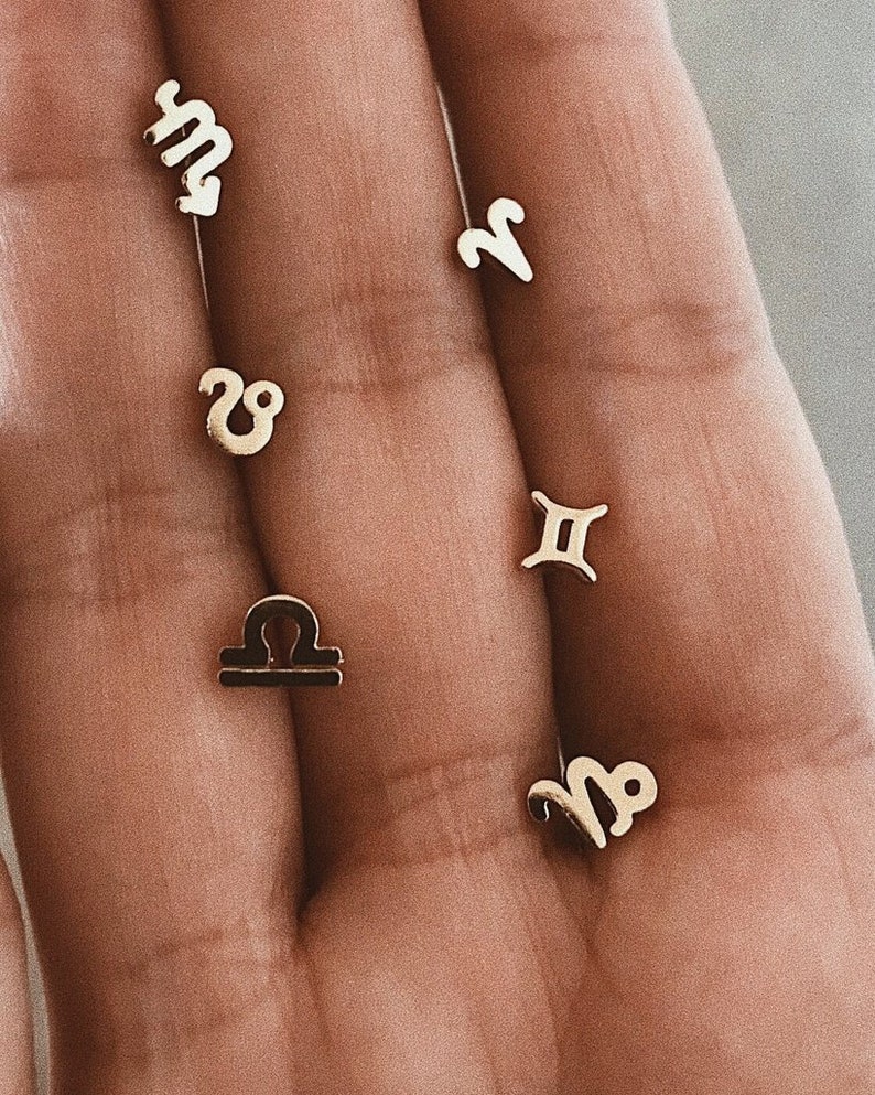 November 22 gold earrings Birthday Earrings Celestial earrings 14k gold Scorpio Gold Earring October 23 Constellation Earring studs