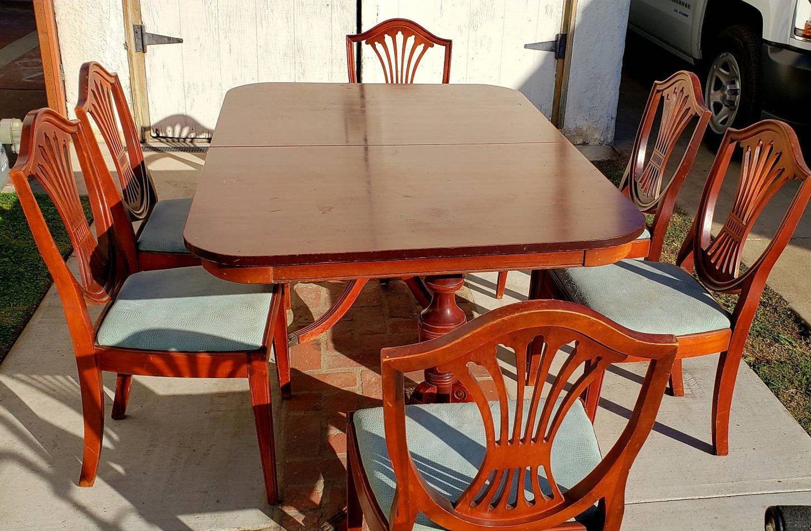 Vintage Duncan Phyfe Mahogany Dining Set Table Leaves 6 Etsy