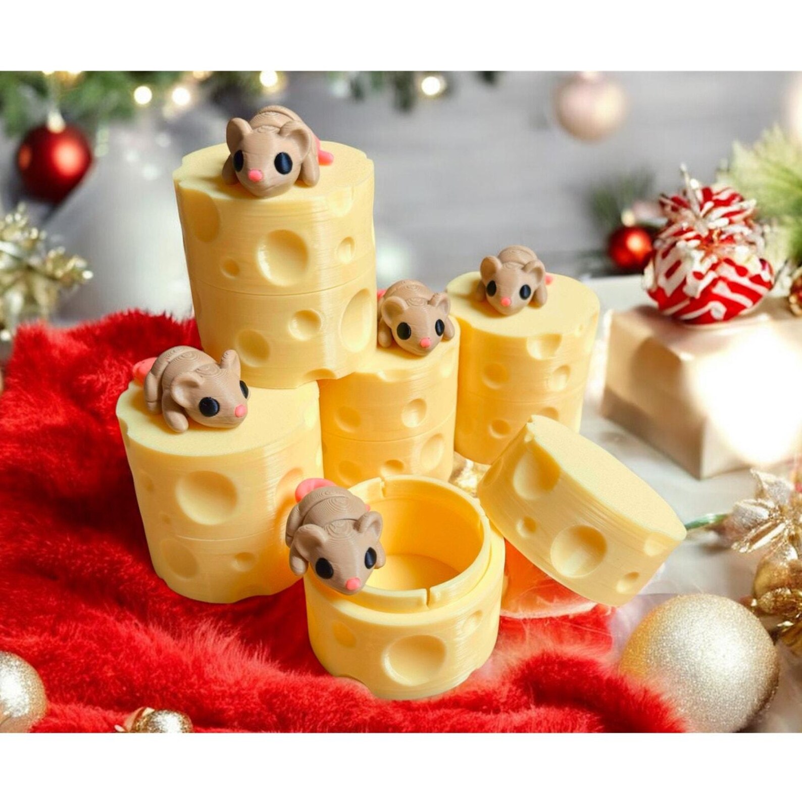 3D Printed Baby Mice With Cheese Storage Container Set - Etsy