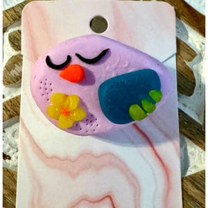 Handmade Polymer Clay Sweet Colorful Bird Brooch