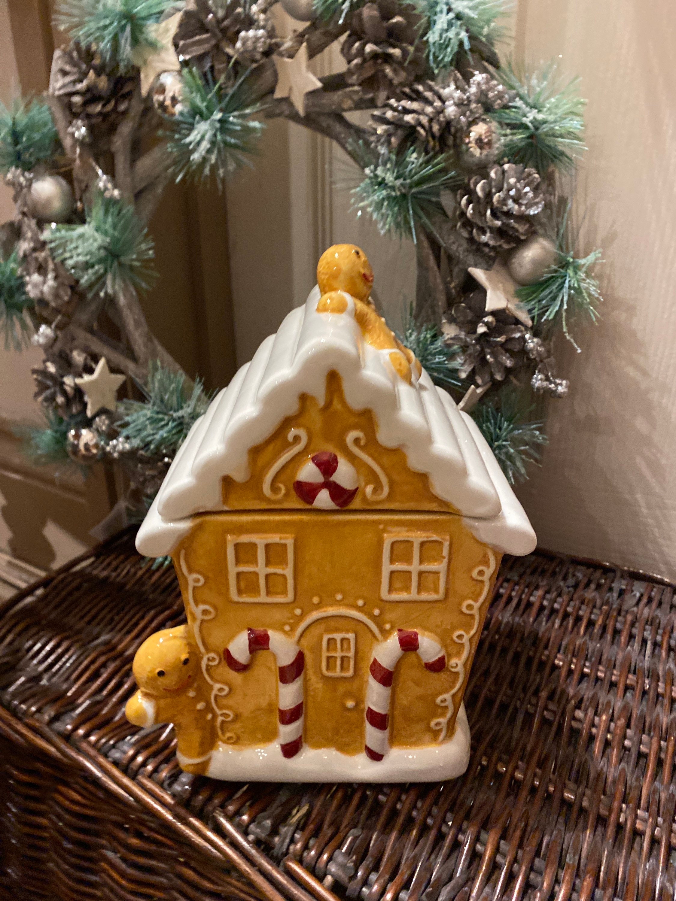 Holiday Home Christmas Cookie Container - Gingerbread/Candy Cane