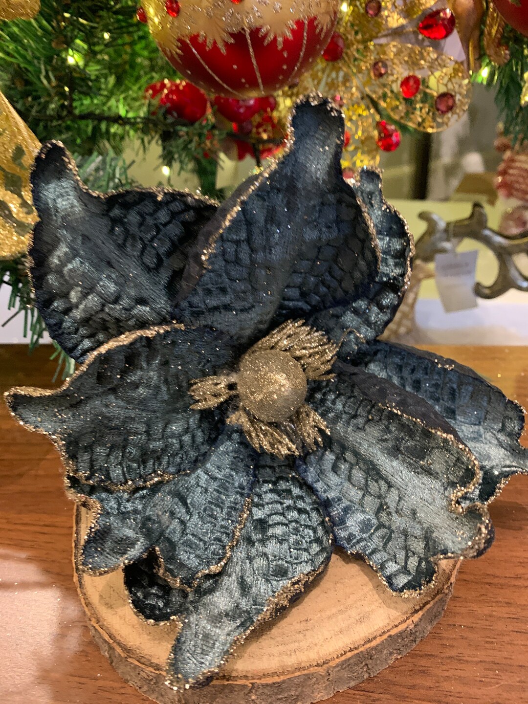 Teal, Navy, Blue Christmas Tree Pick, Tree Decor, Glitter, Home Decor