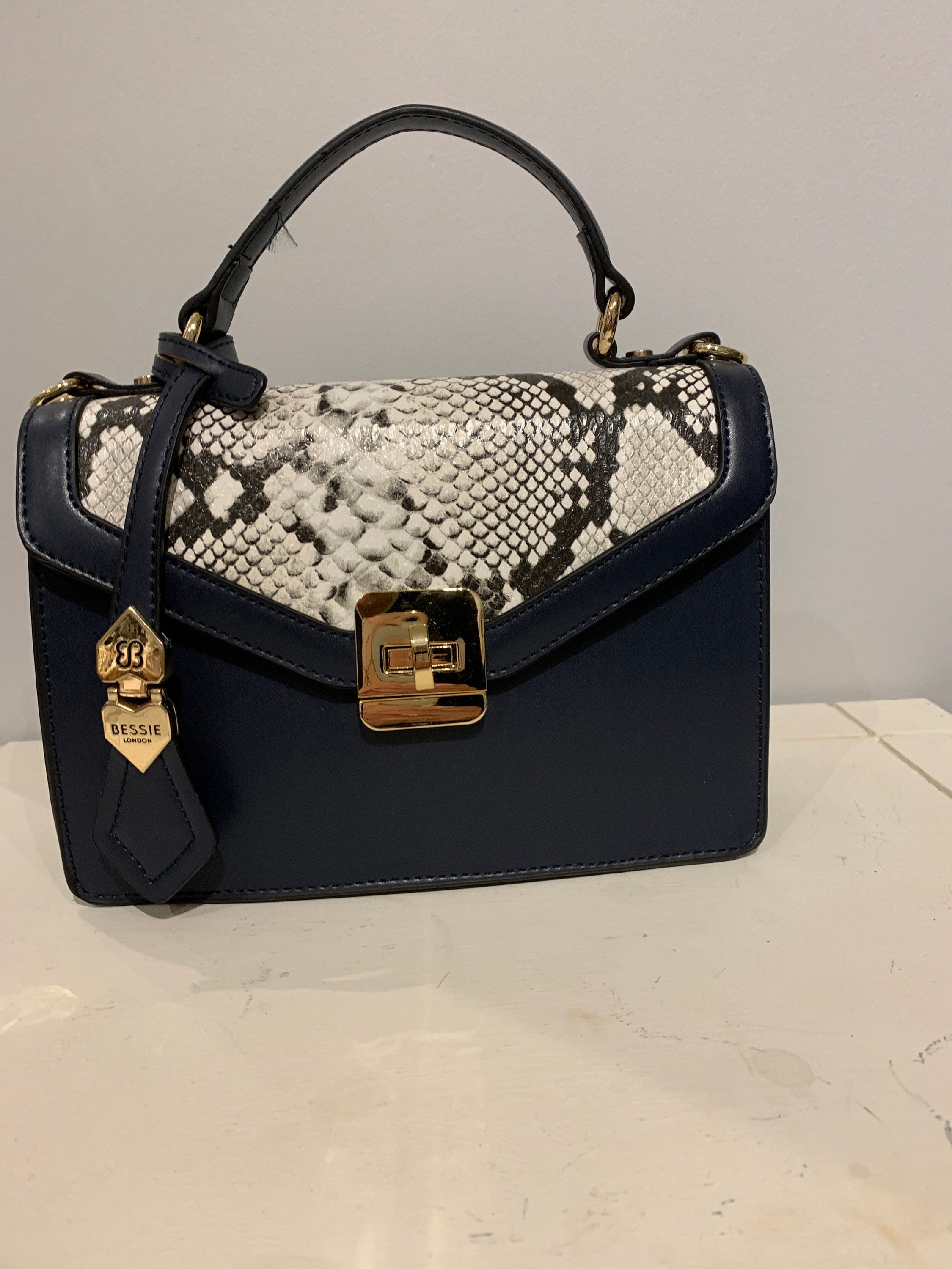 Bessie Croc Print Navy Card Holder Tote Bag | Aldiss