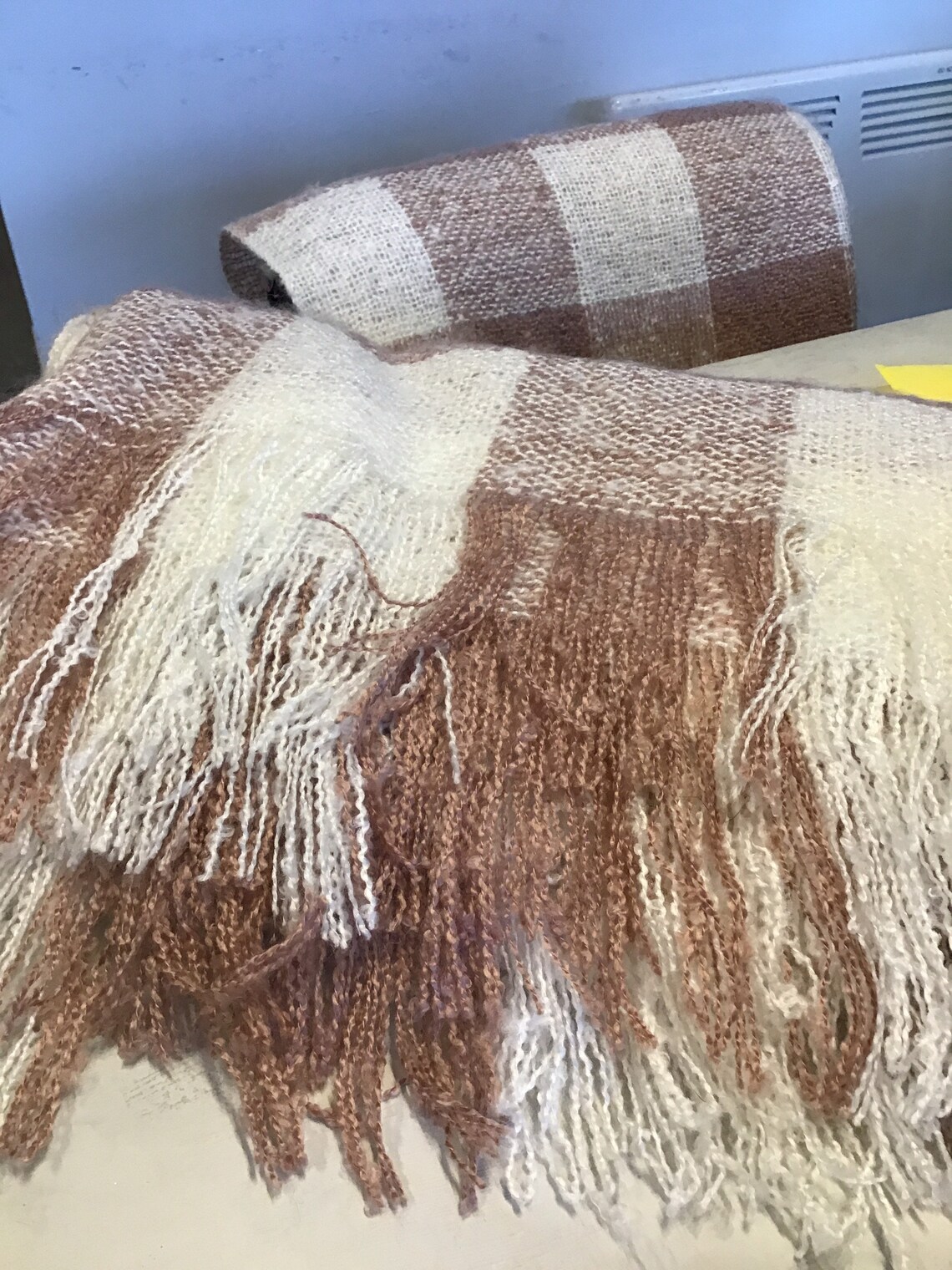 Pink & White Plaid Knitted Throw warm cosy blanket check | Etsy