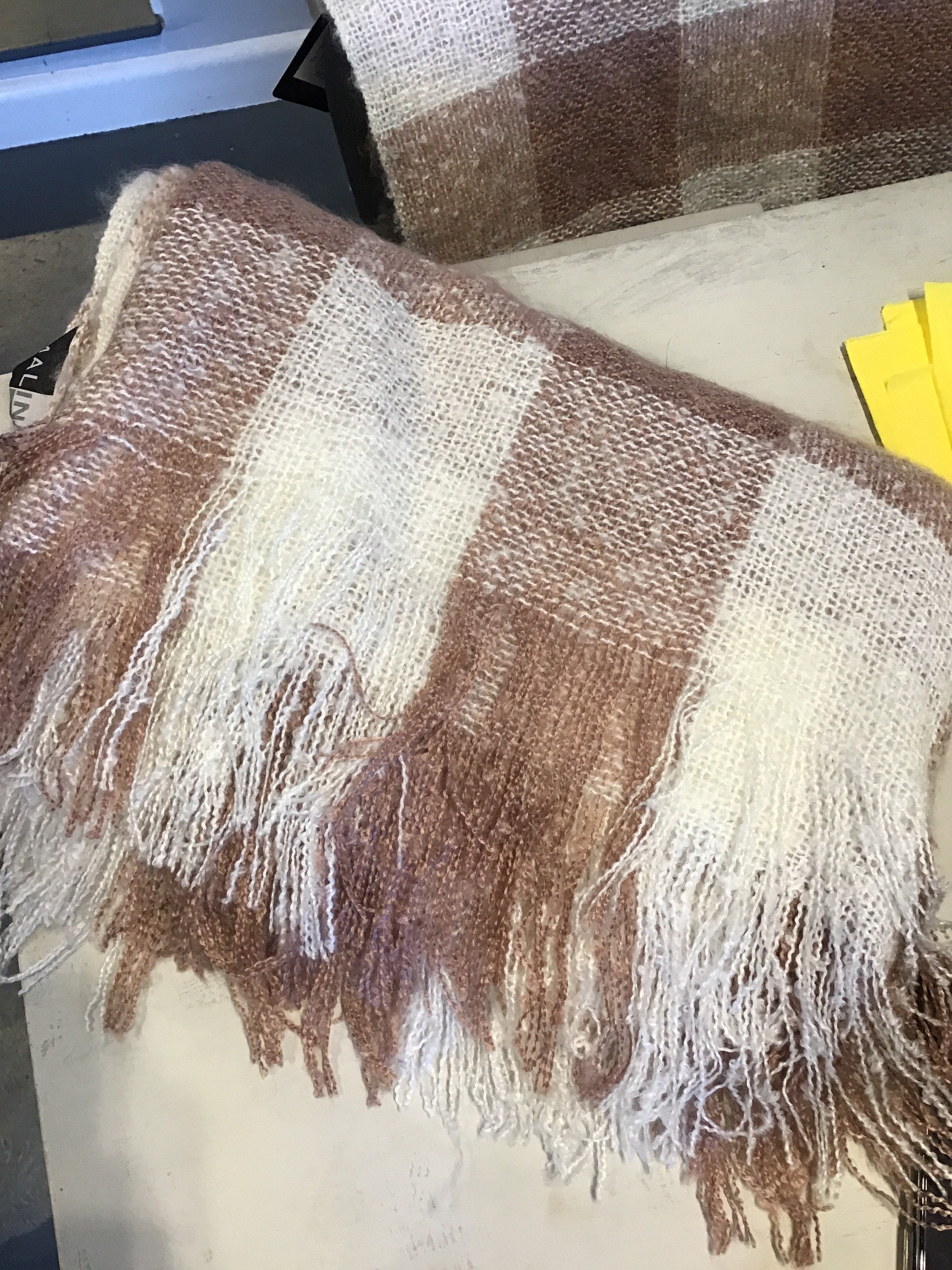 Pink & White Plaid Knitted Throw warm cosy blanket check | Etsy