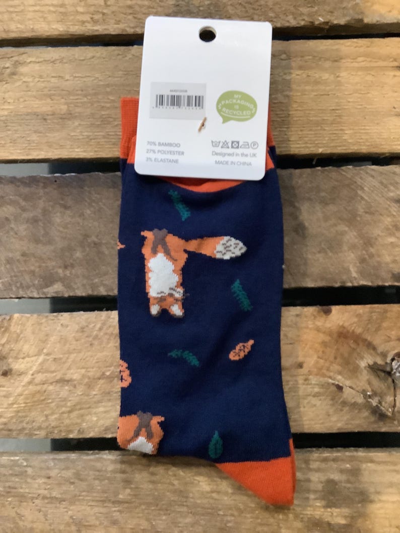 Mens Fox Bamboo Socks,navy Colour,fox, Woodland ,mens Gift,christmas