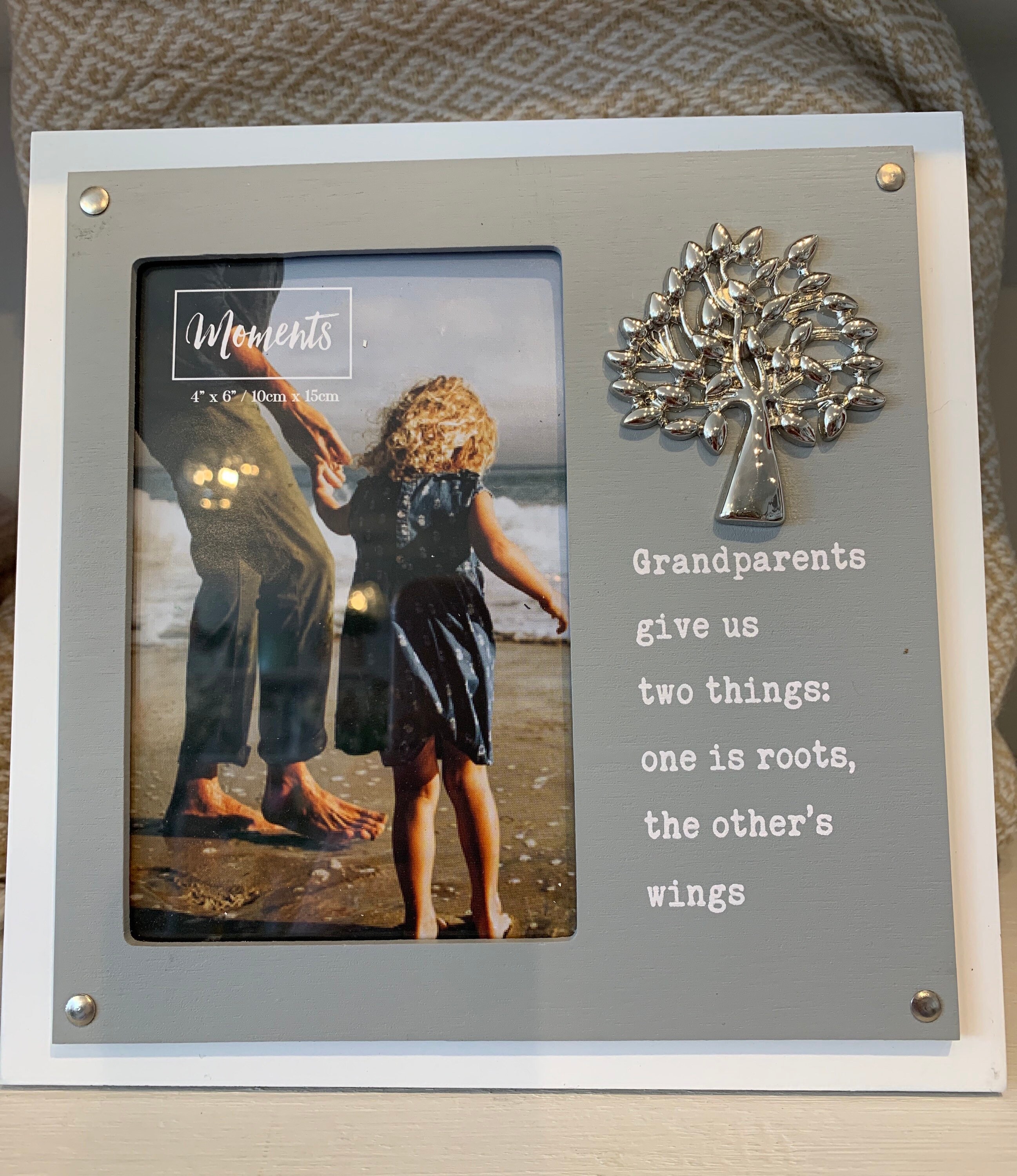 Grandparents photo frame grey & white wooden frame family Etsy