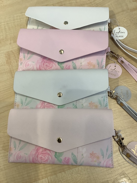 Leatherette Wallet with Strap - Flower Designs