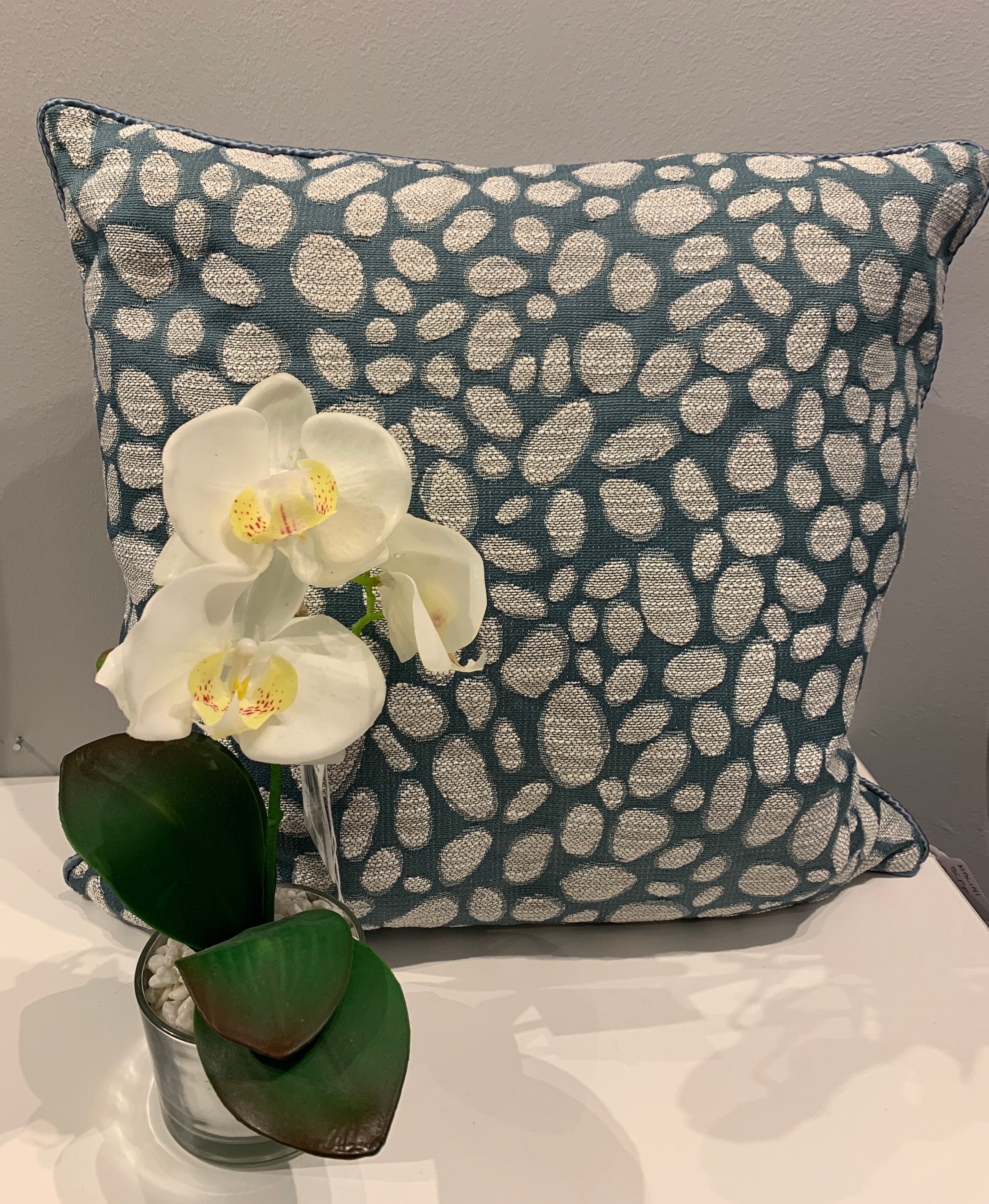 Luxury feather filled pebble cushion sea foam colour blue Etsy