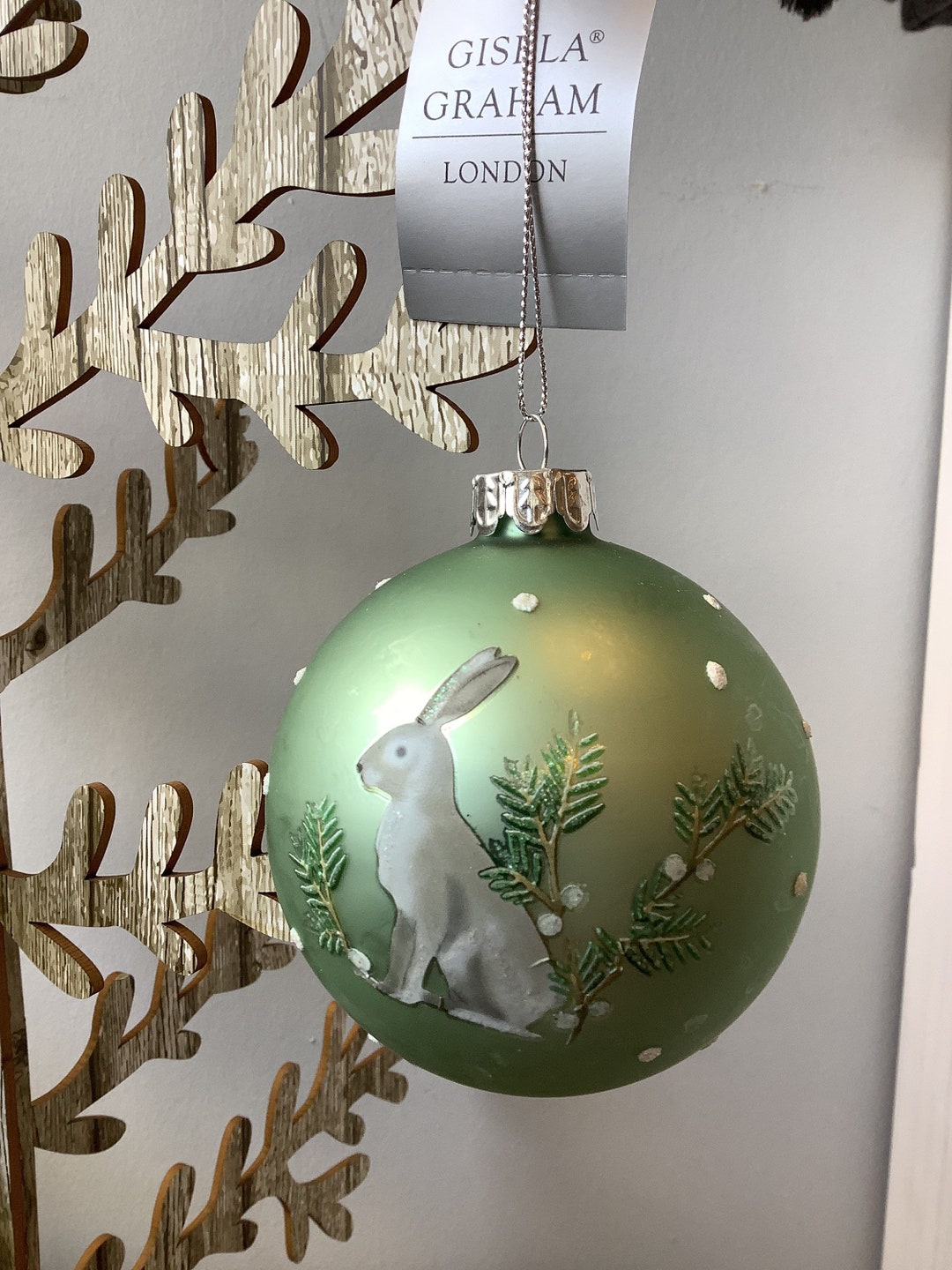 Gisela Graham Christmas Baublegreenmint Hare Designsnow Etsy UK