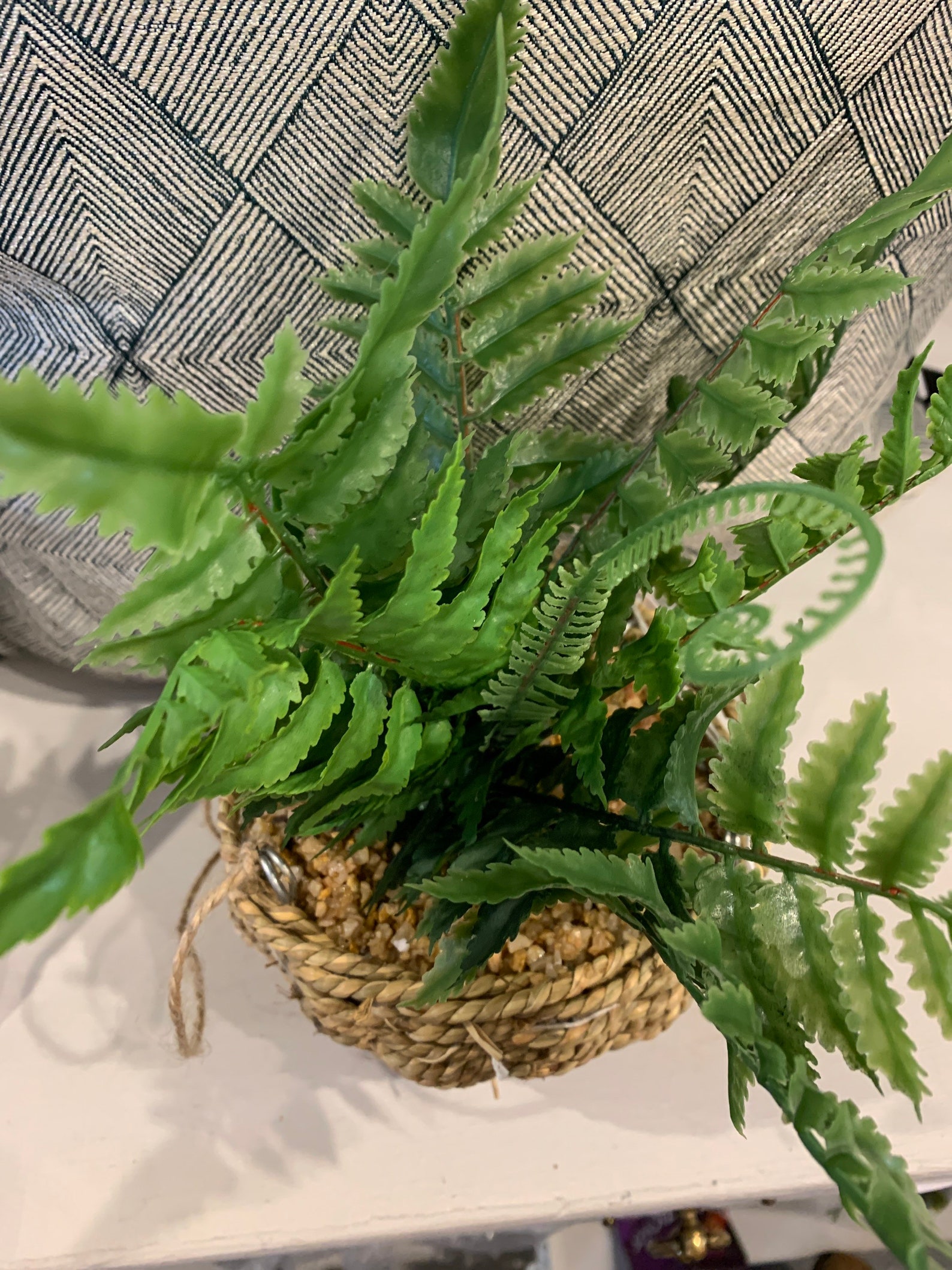 Hanging Faux Fern Plant in Rattan Pot Artificial Plant Aloe Etsy UK