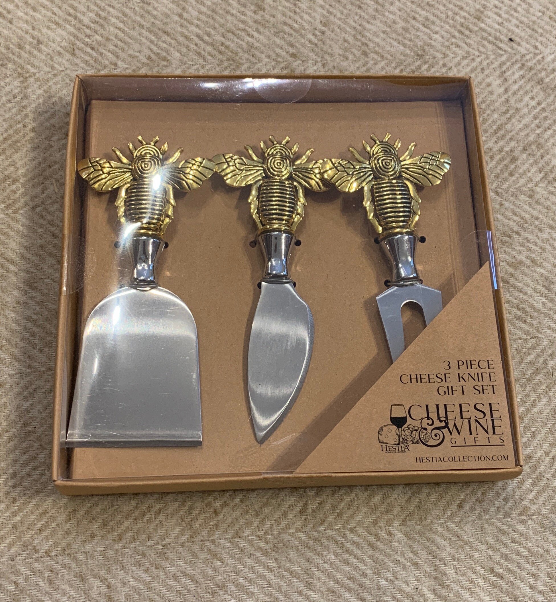 3 Piece Cheese Knife Set Bee design handles brass gold in Etsy