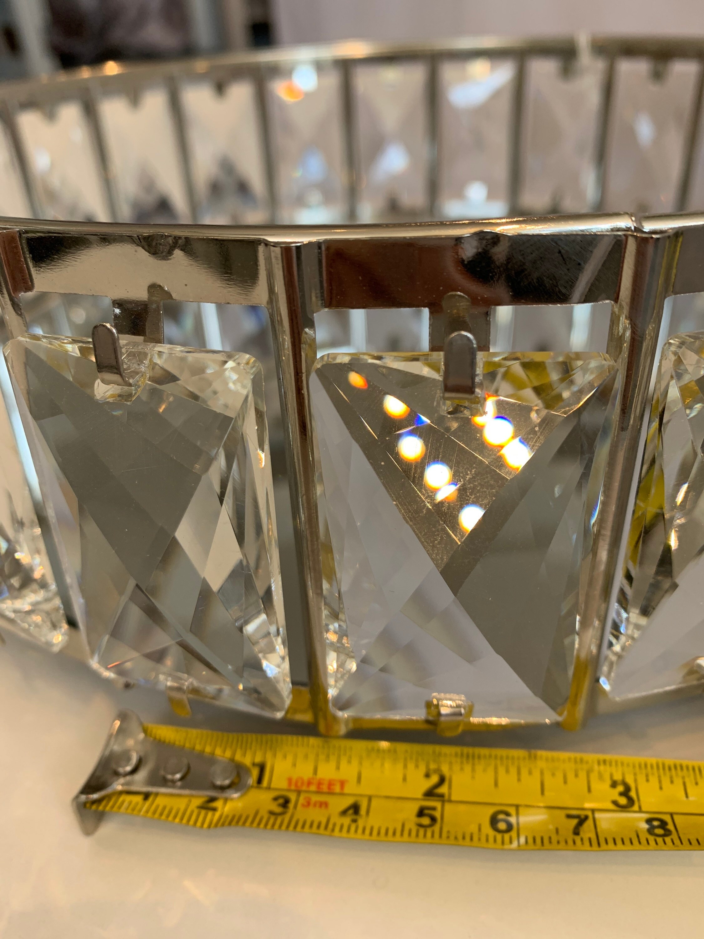 Crystal display tray 26cm mirrored base crystals around Etsy