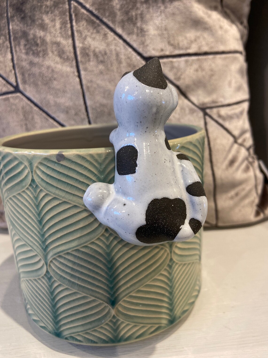 Cat pet plant hanger ornament ceramic pot hugger inside and Etsy