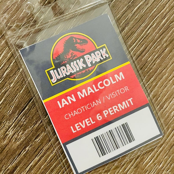 Ian Malcolm Jurassic Park Cosplay ID Badge Jurassic World Digital Download