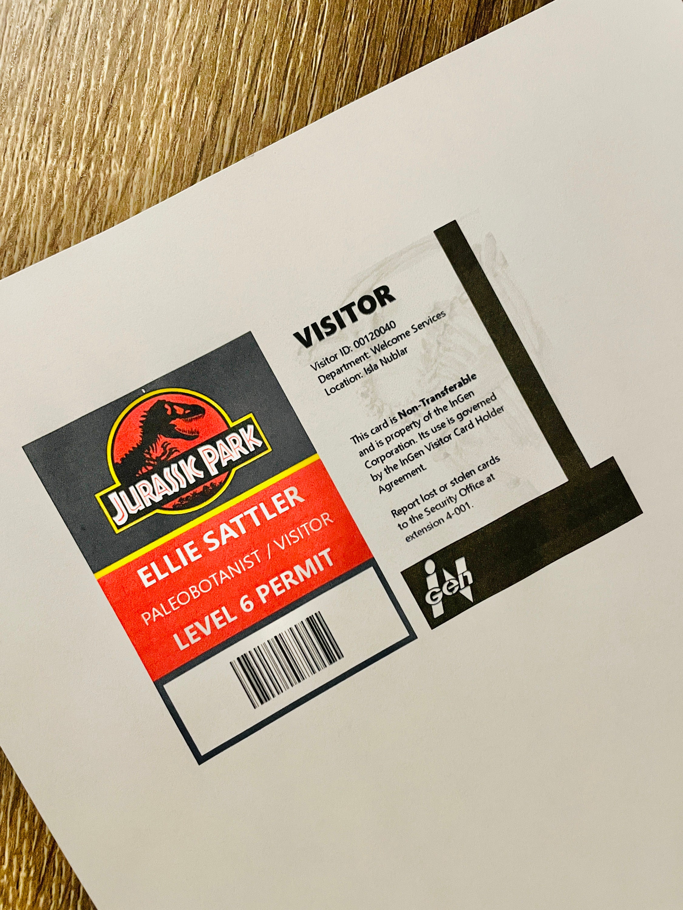 Ellie Sattler Jurassic Park Cosplay ID Badge Jurassic World | Etsy