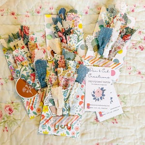 Vintage Fabric Bookmarks: Junk Journal Bible Markers, Set of 10