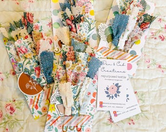 Vintage Fabric Bookmarks: Junk Journal Bible Markers, Set of 10