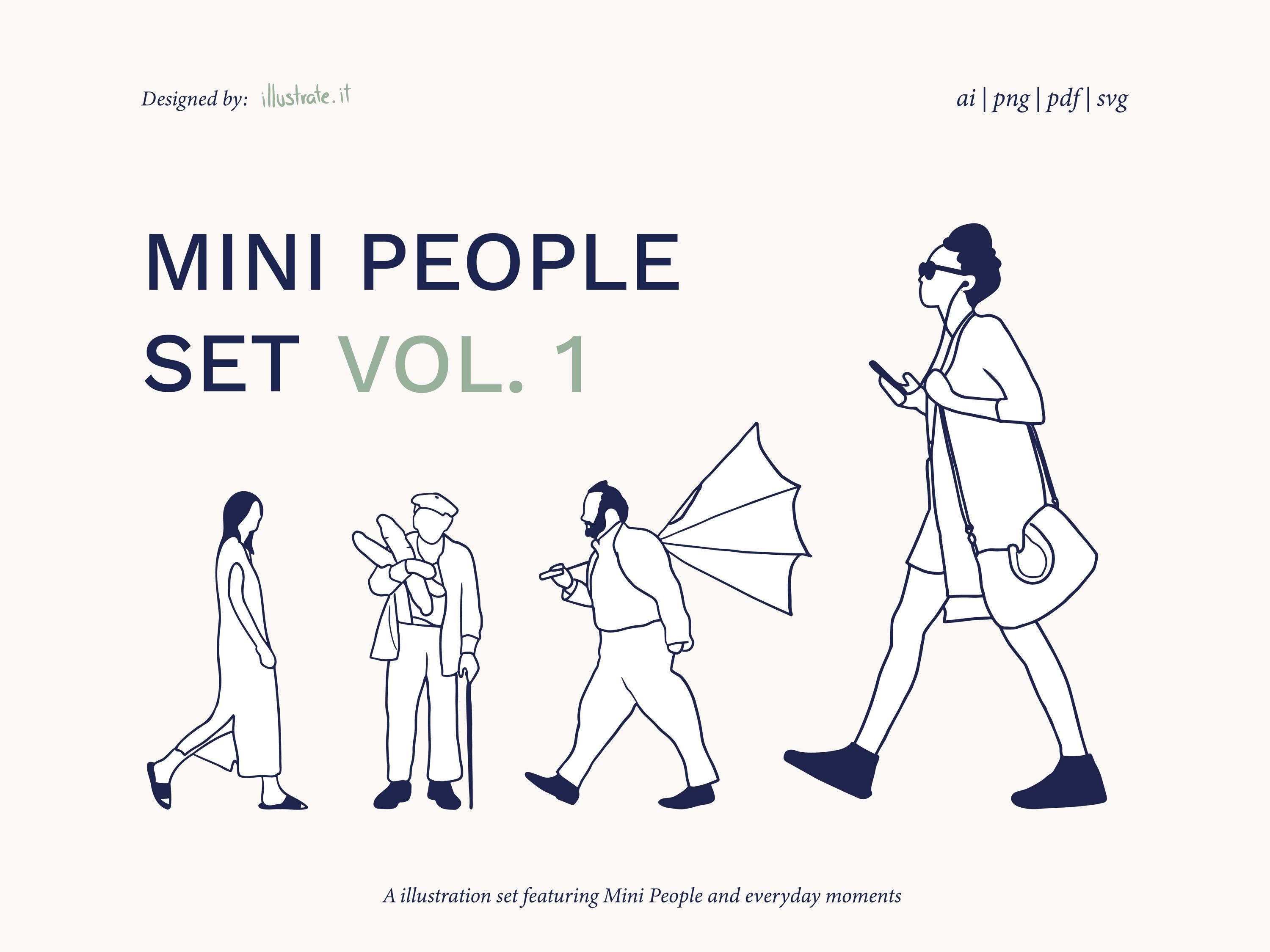 Mini People Vol. 1 SVG Clipart | Flat Character Illustrations (digital ...
